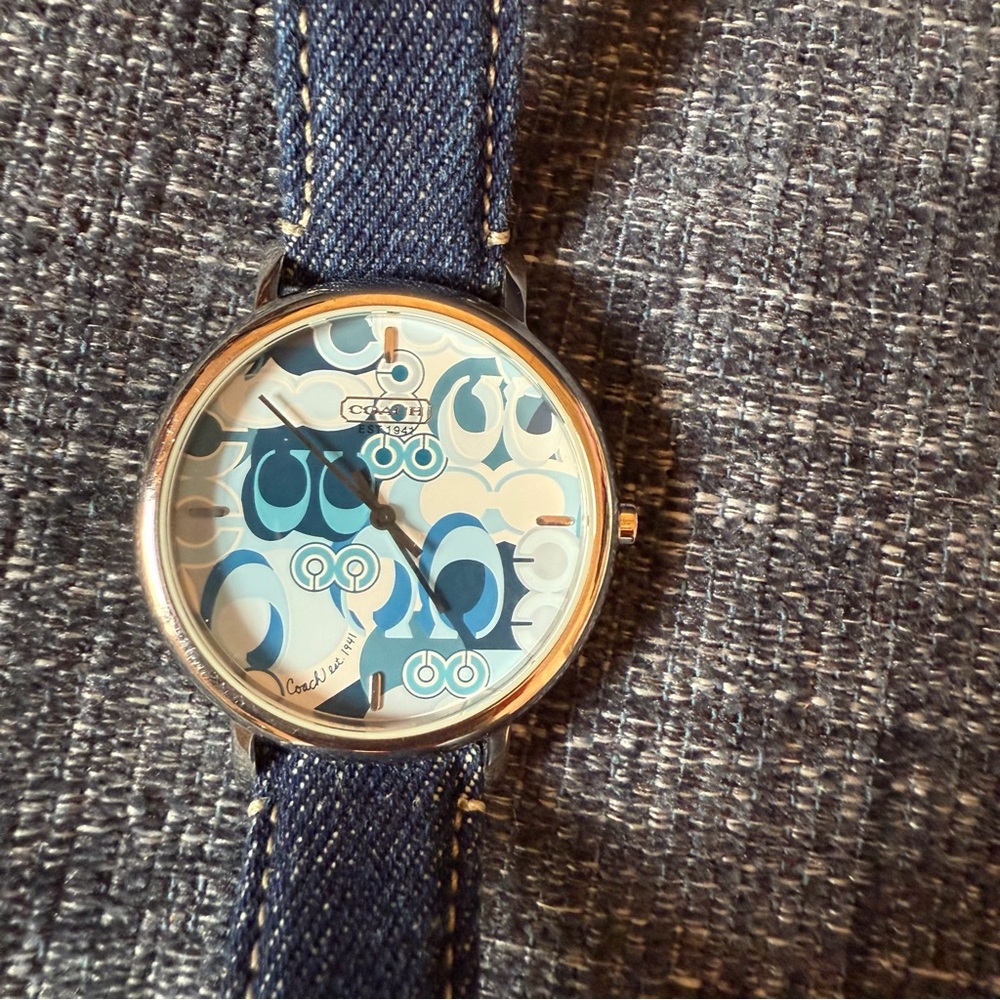 Coach Blue and White Graphic Watch